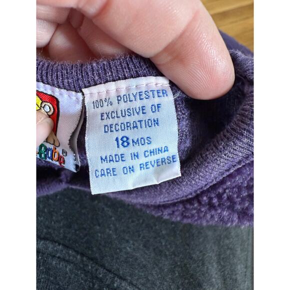 Vintage 90s Peek-A-Babe purple fuzzy fleece infant dress - Picture 3 of 5